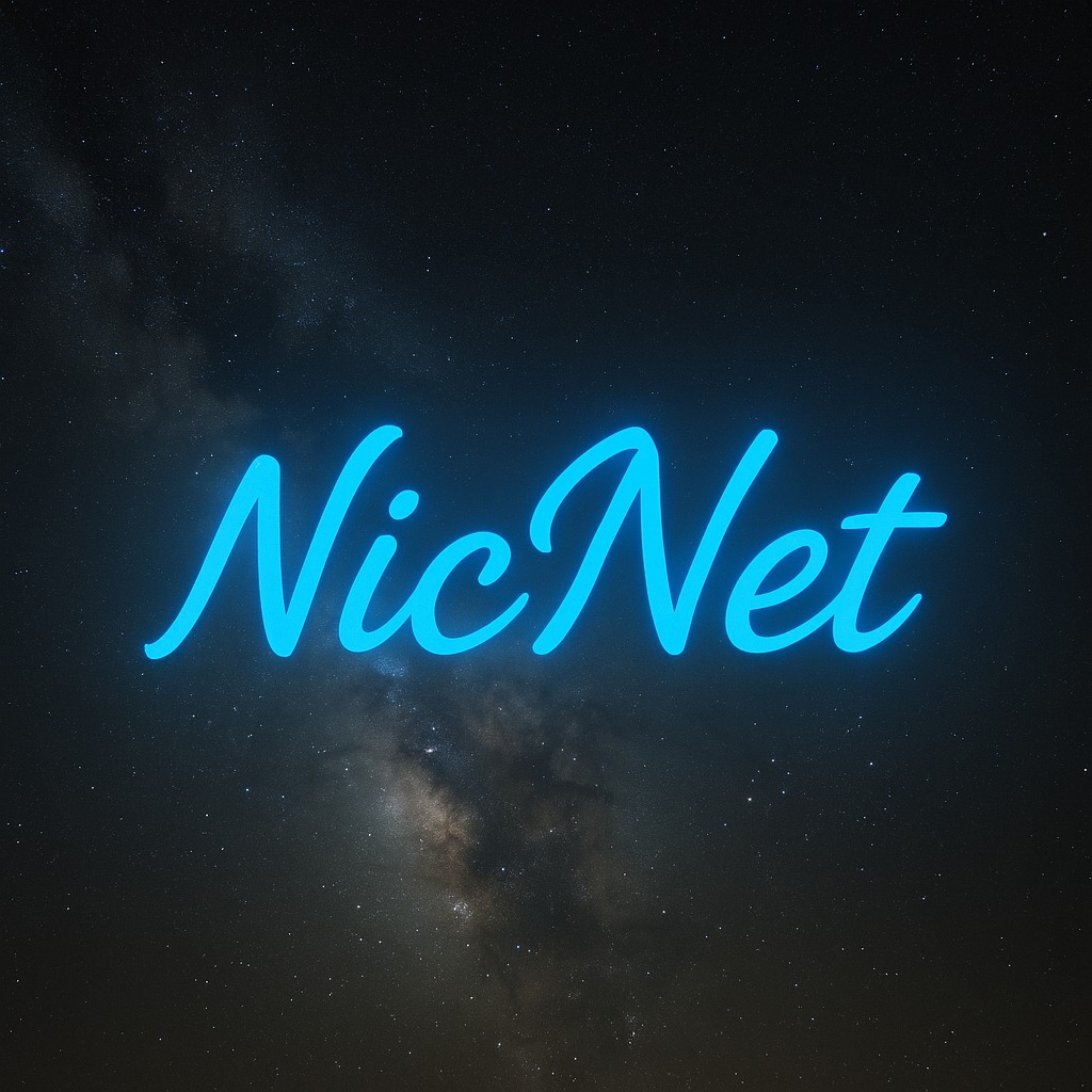NicNet - logo su sfondo spazio